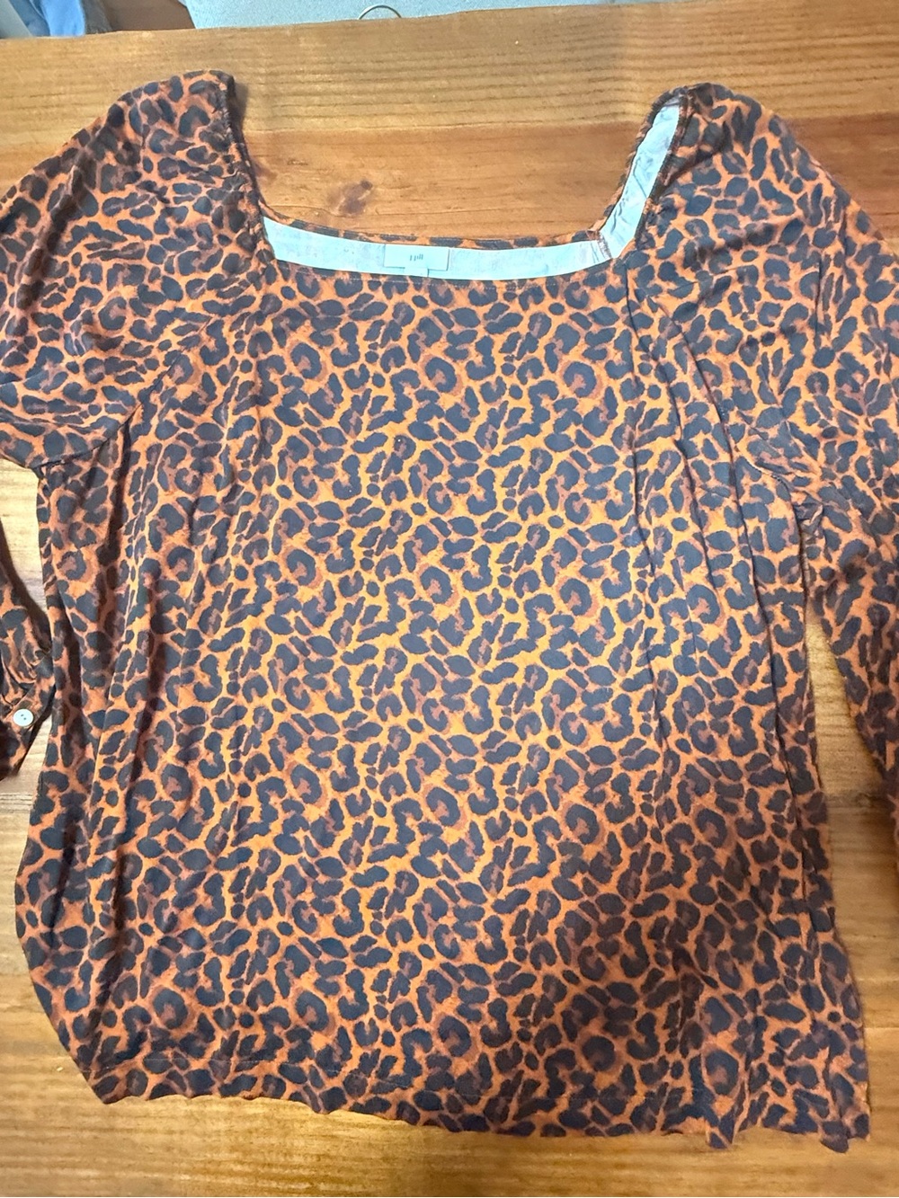 J. Jill square neck blouse - 3/4 length sleeve leopard print pattern. XL